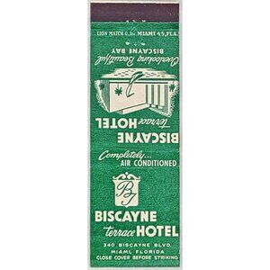 Front Strike Matchbook Cover Biscayne Terrace Hotel Miami FL Florida